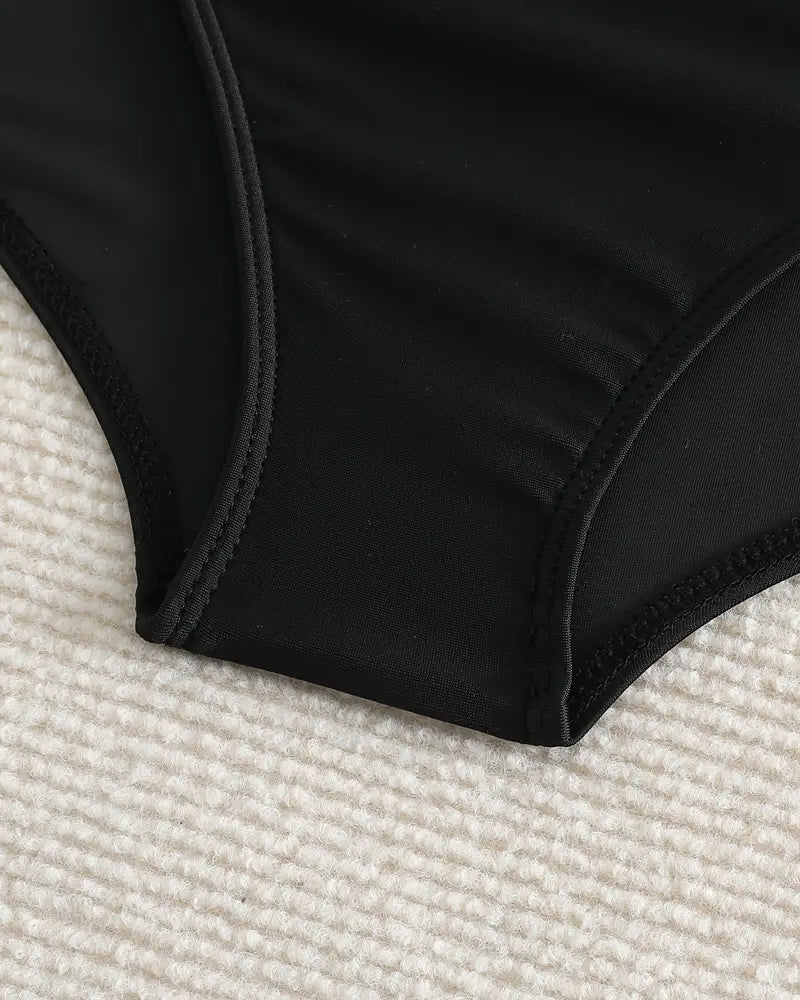 Costume da Bagno Inferiore Plissettato Tinta Unita Vita Alta