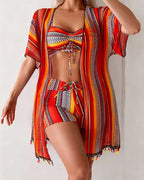 costume da bagno bikini tre pezzi stampato per le vacanze