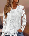 Top in pizzo a maniche lunghe basic