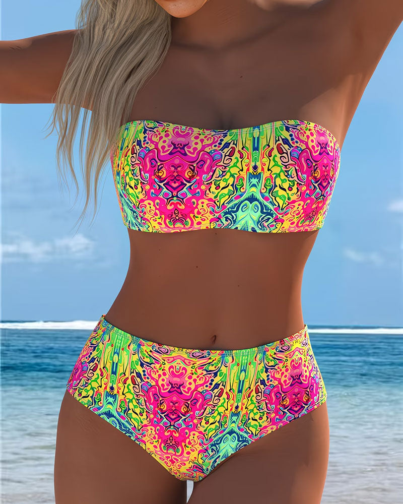 Bikini senza spalline stampato