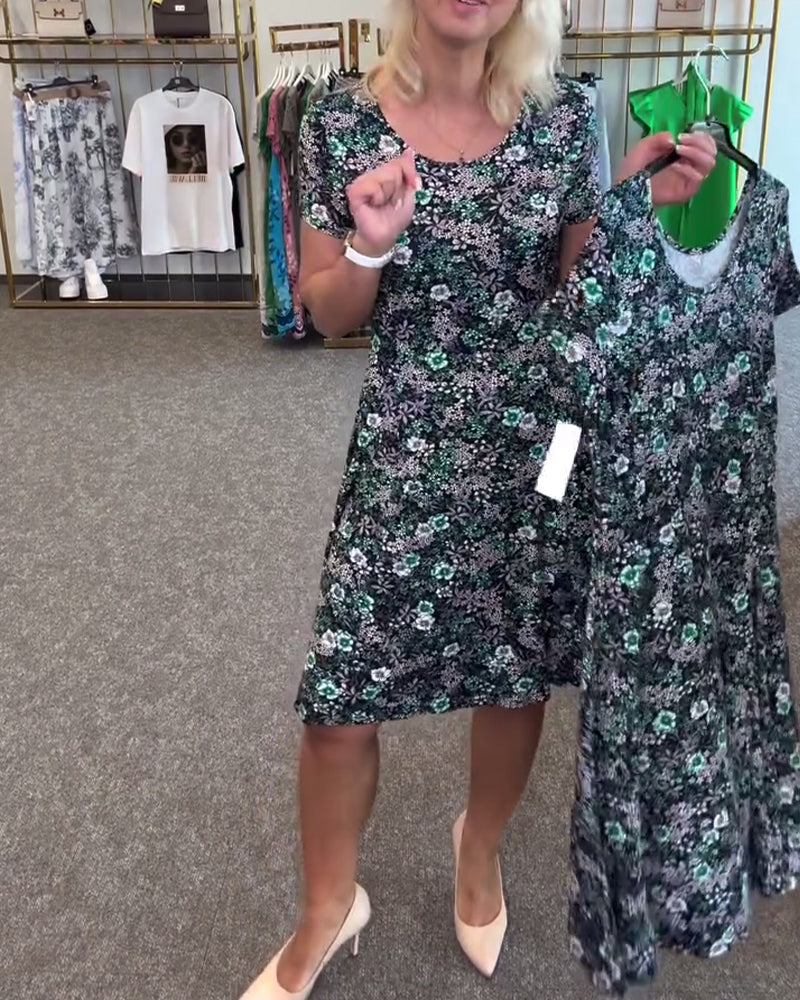 Abito Elegante con Stampa e Vita Sottile