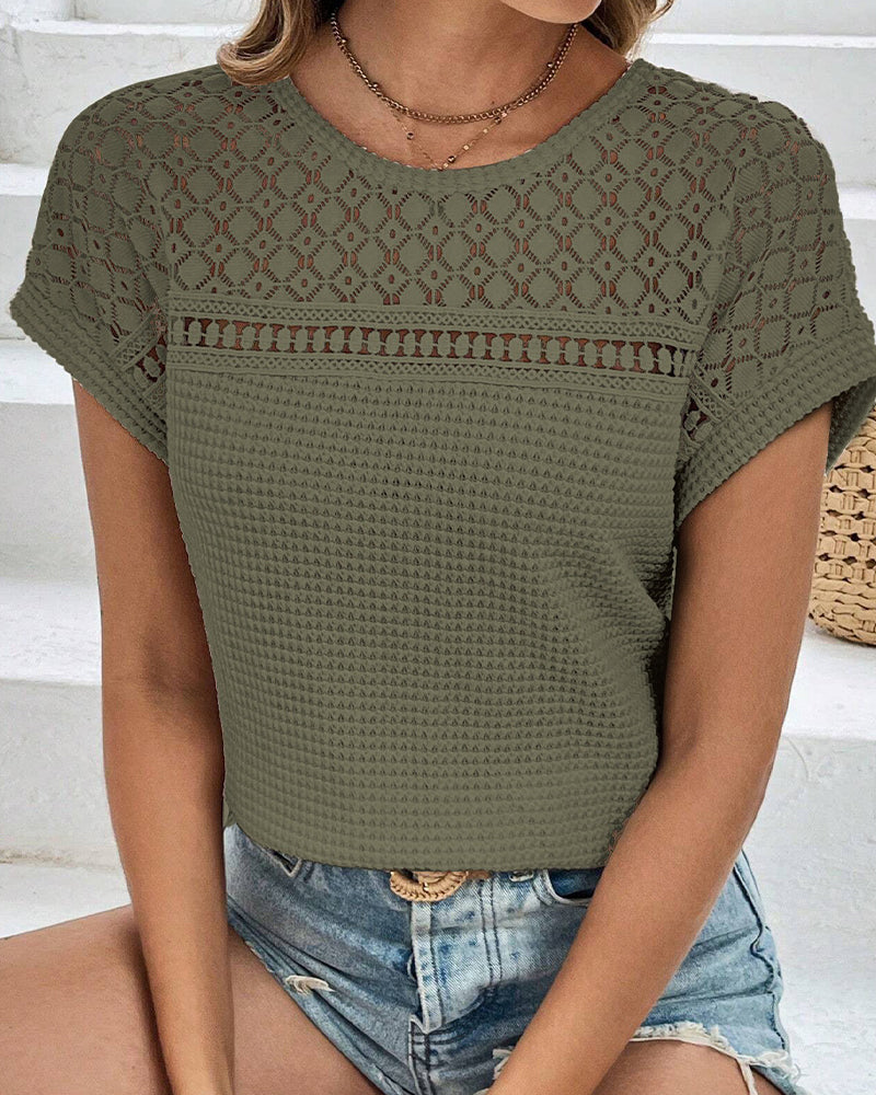 T-shirt Raglan in Maglia Traforata Traspirante