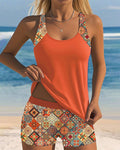 Tankini Senza Maniche Pantaloni da Spiaggia Due Pezzi