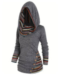 Felpa con cappuccio casual con colore a contrasto