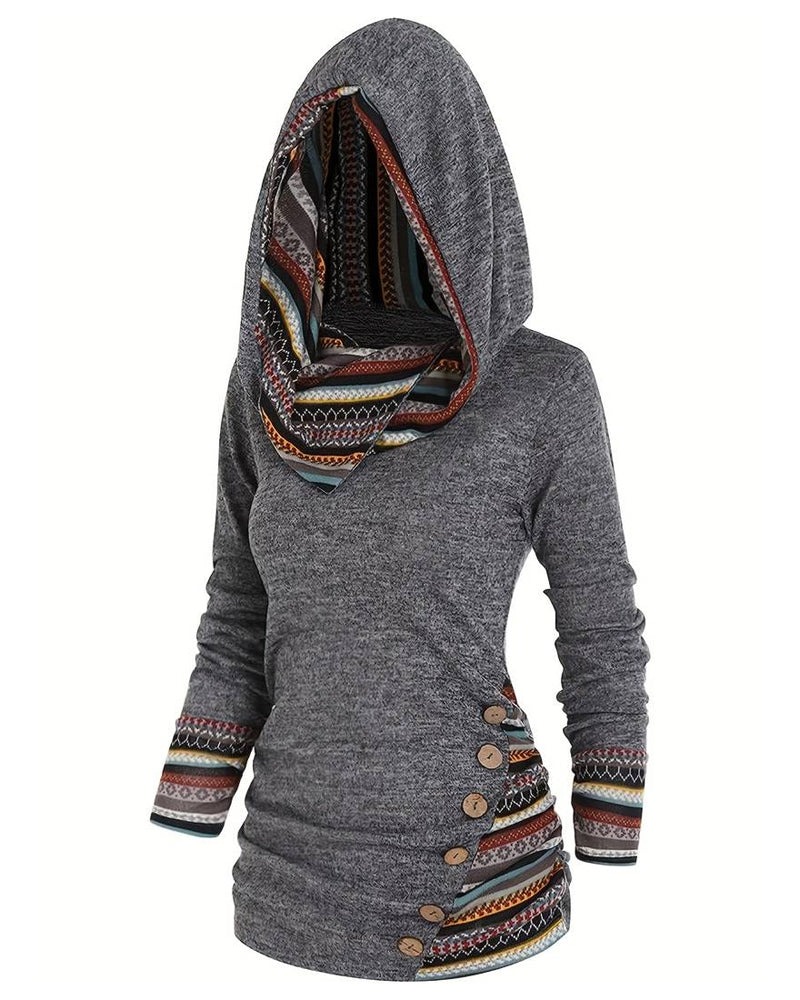 Felpa con cappuccio casual con colore a contrasto