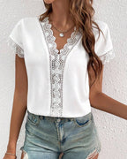 T-Shirt Pizzo Ajourato Tinta Unita