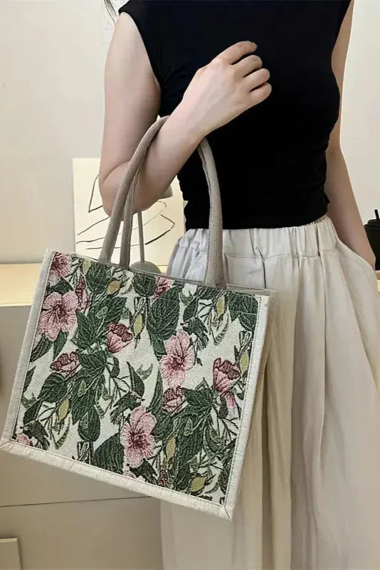 Borsa in iuta Taila con stampa floreale e design ecologico