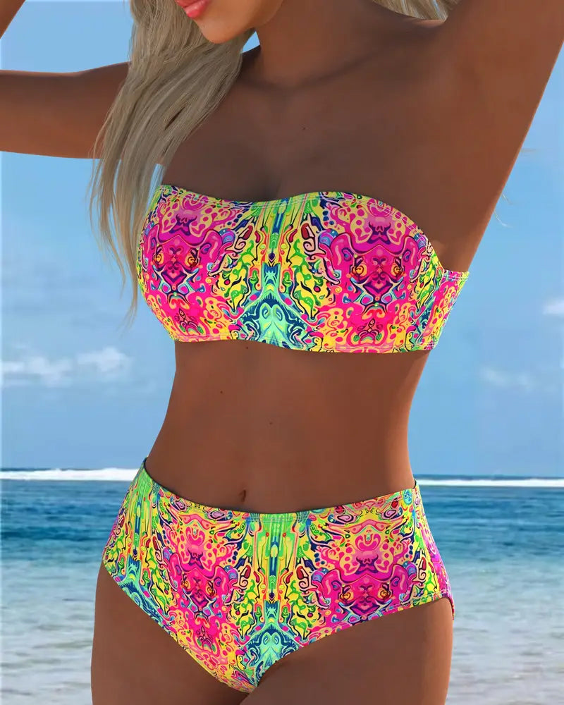 Bikini a fascia stampato