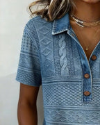 T-Shirt Collo Tasca Denim Stampato