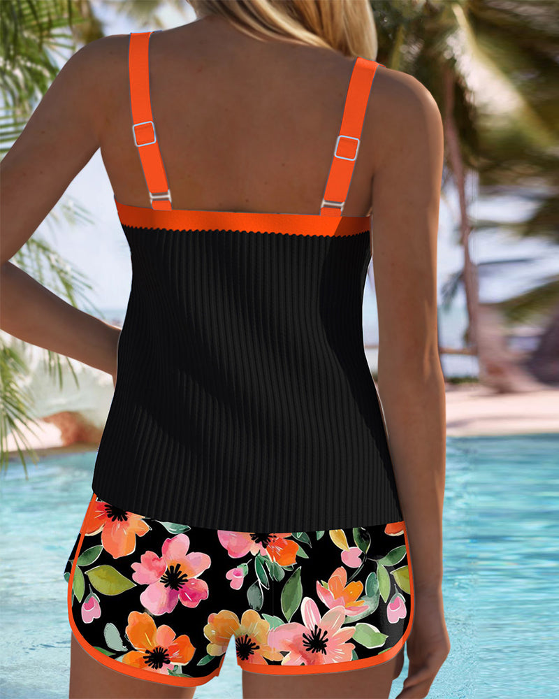 Tankini Due Pezzi con Pantaloncino da Spiaggia