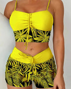 Bikini a vita alta Boyleg stampato