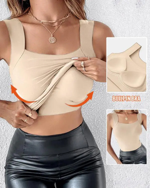 🔥Canotta Modellante con Scollo a U e Reggiseno Integrato
