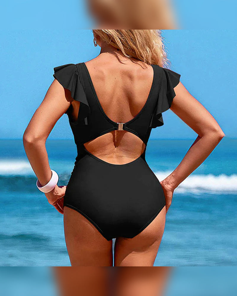 Costume Da Bagno Intero Sexy Con Volant – Dettaglio Arricciato, Controllo Pancia E Colori Vivaci