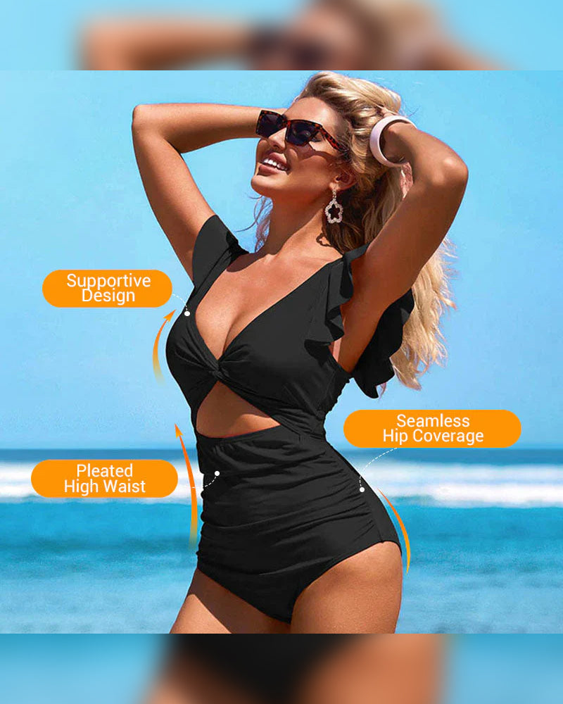 Costume Da Bagno Intero Sexy Con Volant – Dettaglio Arricciato, Controllo Pancia E Colori Vivaci