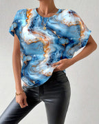 T-shirt Girocollo Stampa Effetto Marmo