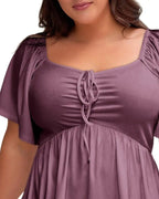 T-shirt manica a sbuffo con scollo quadrato taglia grande
