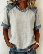 Top Jean Patchwork Maniche Corte