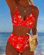 Bikini sexy incrociato con stampa floreale