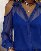 Set due pezzi con camicia trasparente a spalla scoperta e canotta