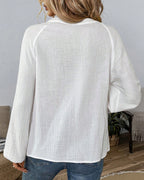 Camicetta casual stampata a maniche lunghe con scollo a V