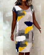 Abito girocollo tie-dye stampato