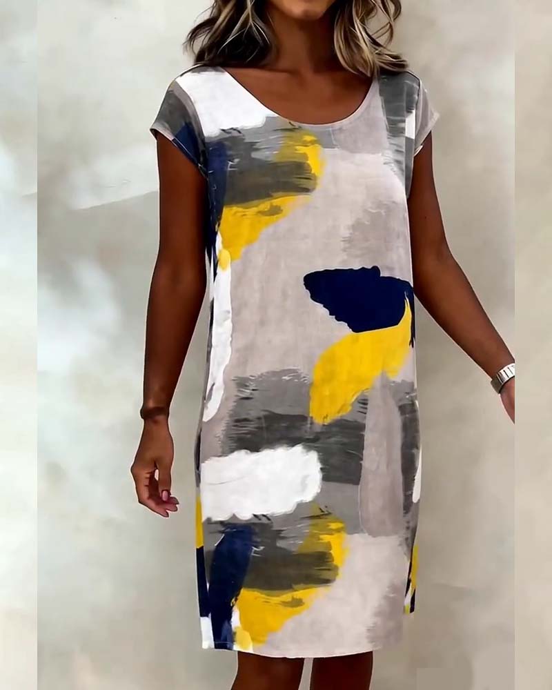 Abito girocollo tie-dye stampato