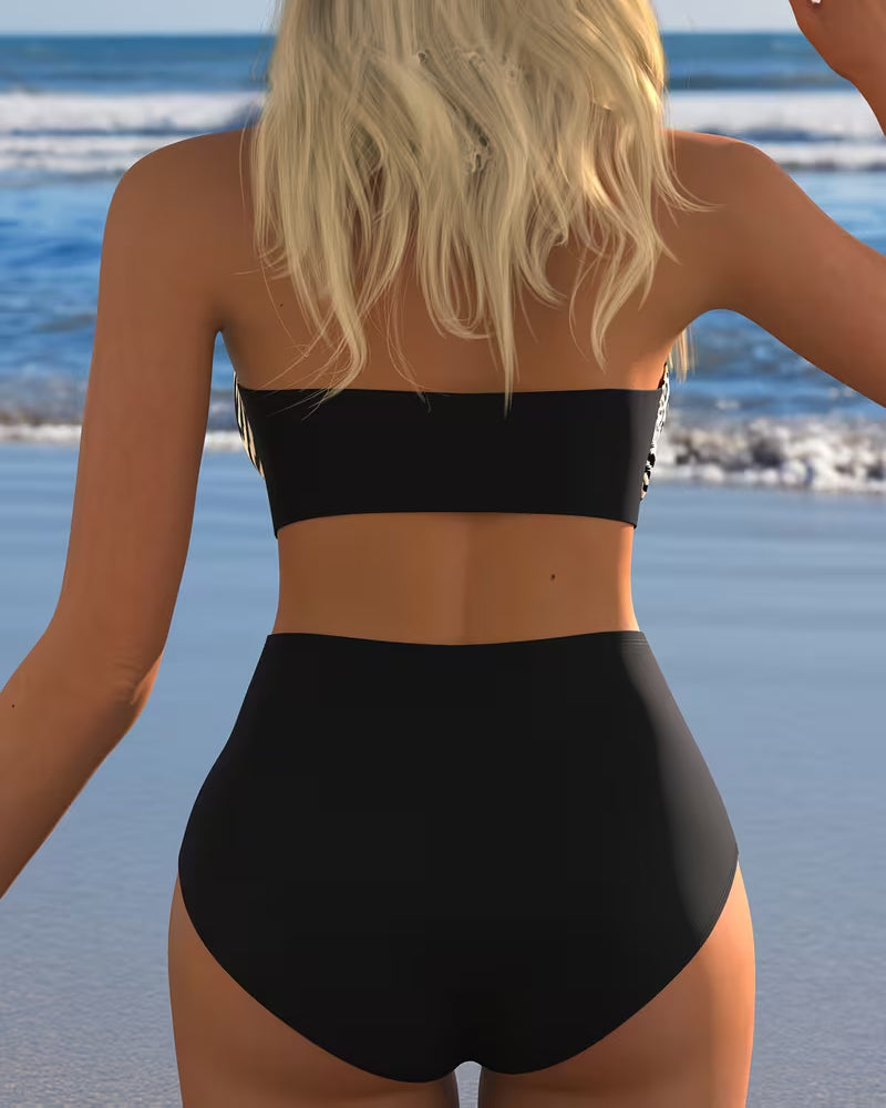 Bikini a Vita Alta Stampa Leopardo Zebra