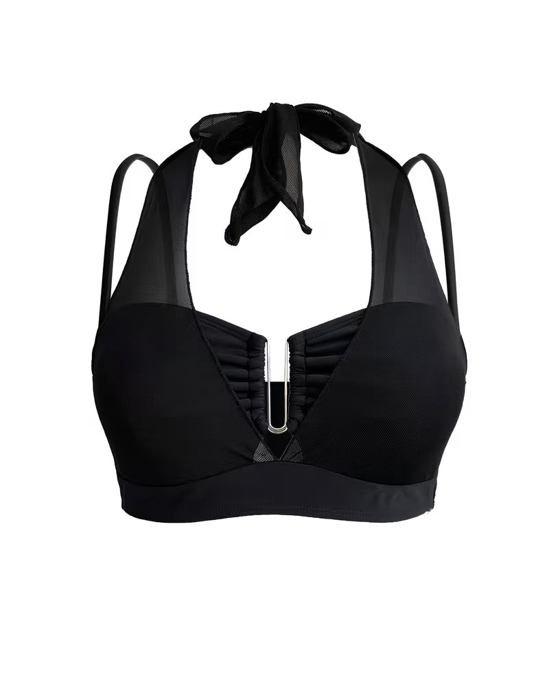 Bikini in maglia con allacciatura al collo