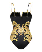 Costume da bagno vintage a rete stampato protezione solare