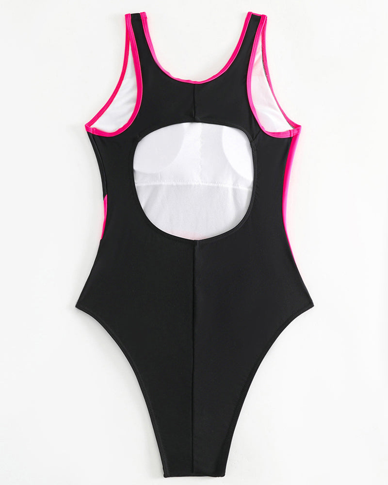 Costume da bagno intero di tendenza con colori a contrasto