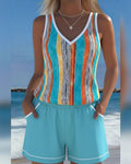 Tankini Costume Da Bagno Con Scollo A V Stampato
