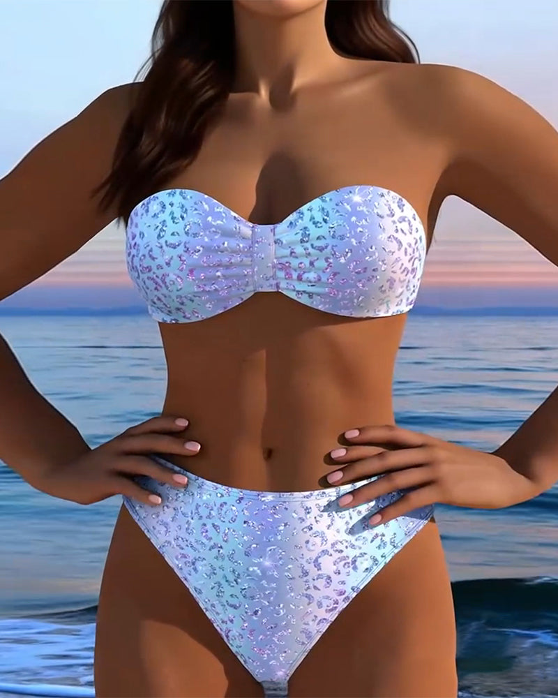 Bikini a fascia stampato leopardato
