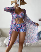 Costume da bagno bikini stampato 3 pezzi