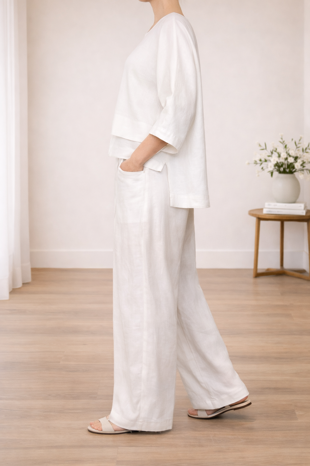 Completo in cotone e lino, comodo ed elegante