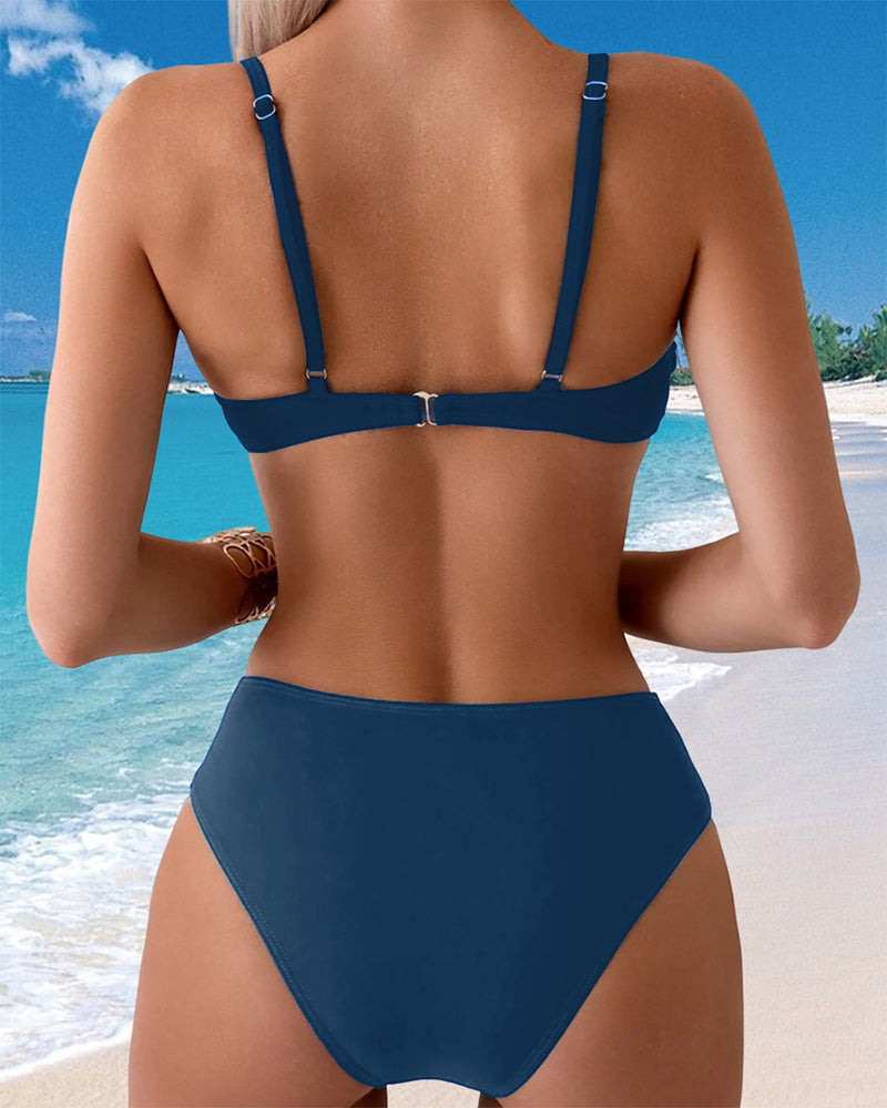 Bikini Due Pezzi Stile Vacanze Sexy con Stampa