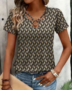 T-Shirt con Stampa Geometrica ad Anello