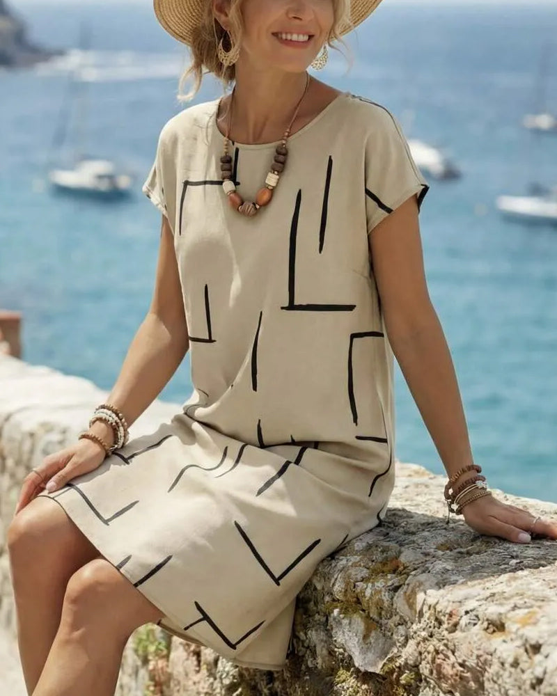 Abito Donna Estivo Casual Stampa Girocollo