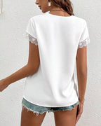 T-Shirt Pizzo Ajourato Tinta Unita