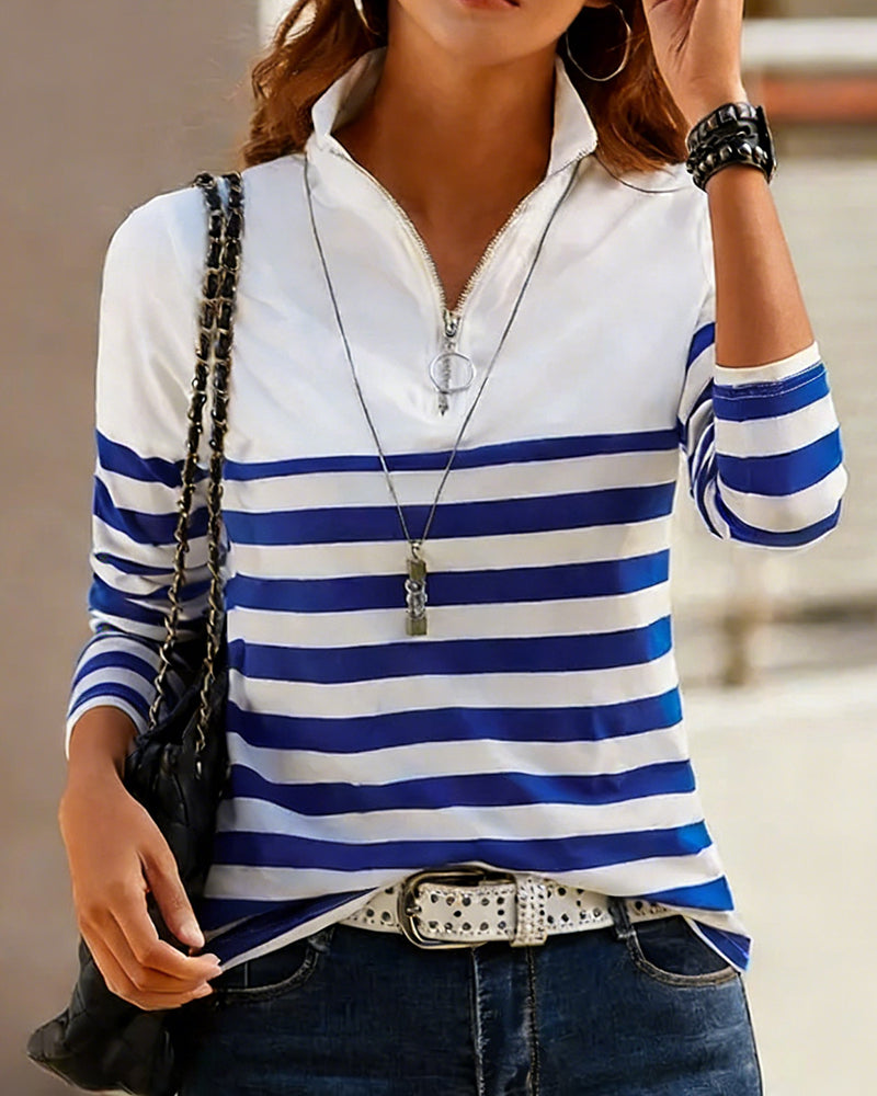 Tricot mezza zip Collo alto Rigato