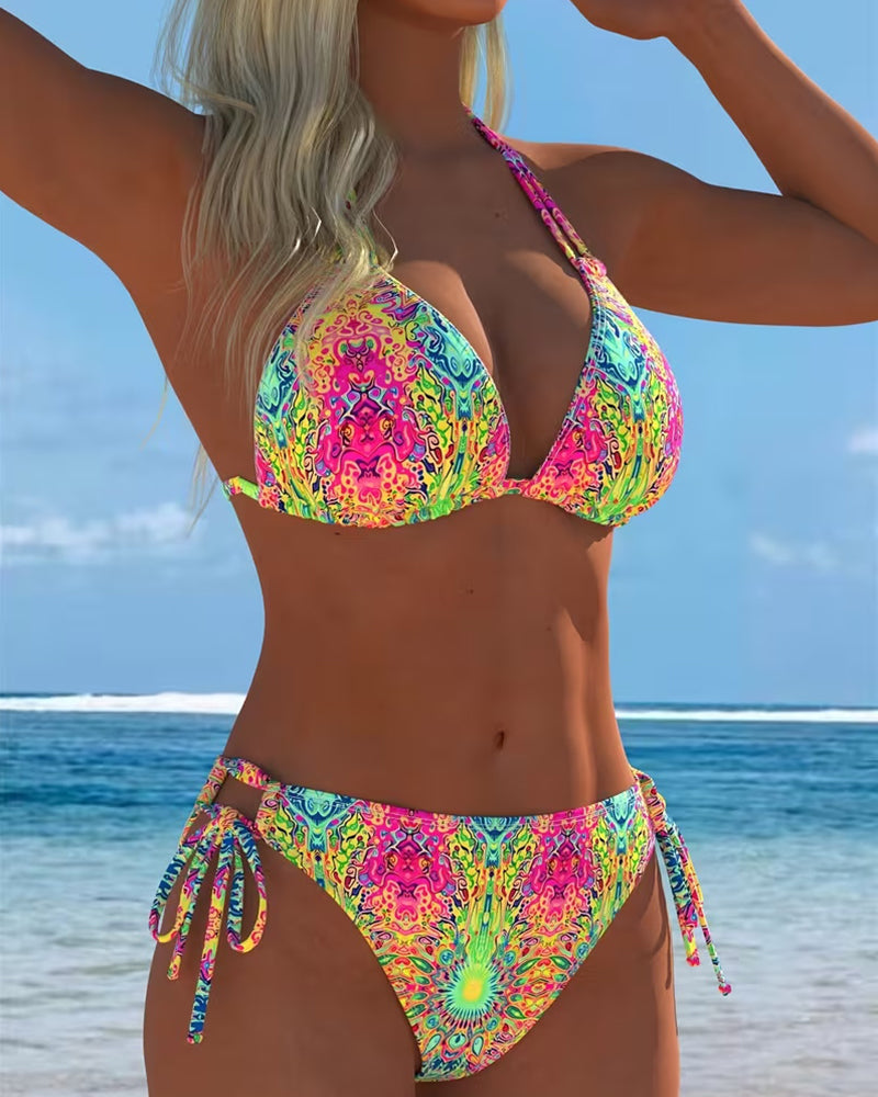 Bikini Colorato con Stampa all'Americana