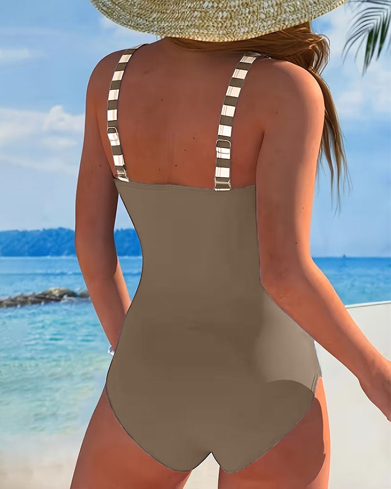 Costume da Bagno Intero a Righe Color Block