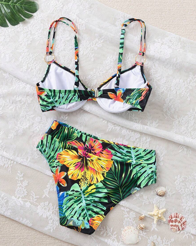 Bikini Sexy Stampato Reggiseno Push-Up a Triangolo