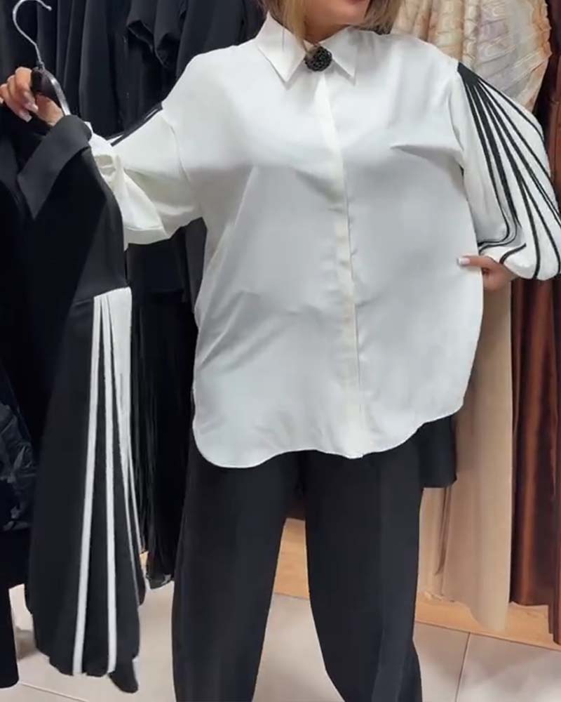 Camicia in contrasto a maniche lunghe