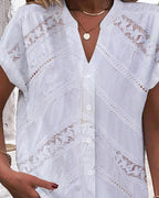 Top a V scollato a maniche corte con spacco