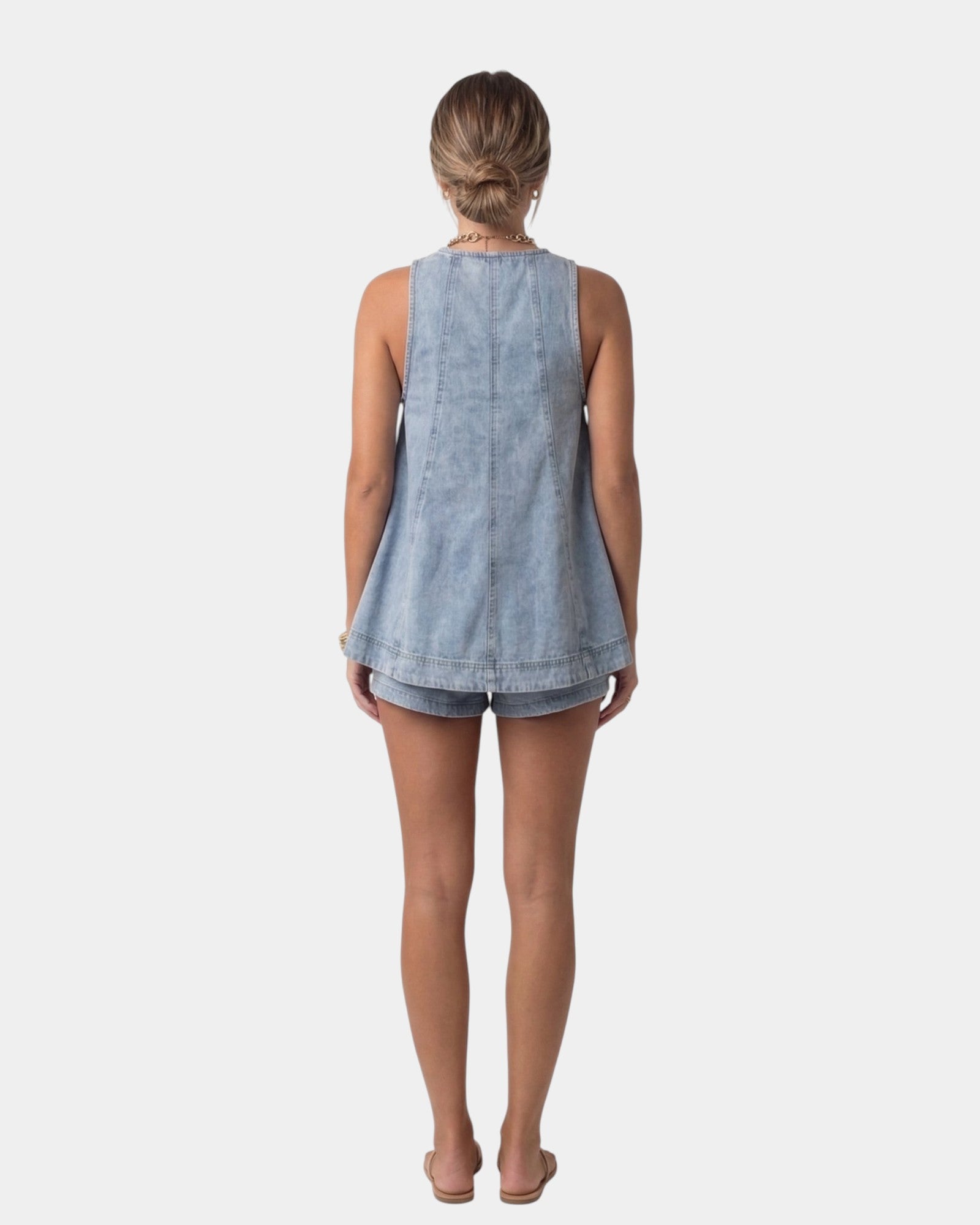 Erell | Completo corto con blusa in denim