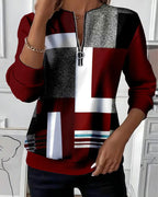 Felpa Casual Mezza Zip con Stampa