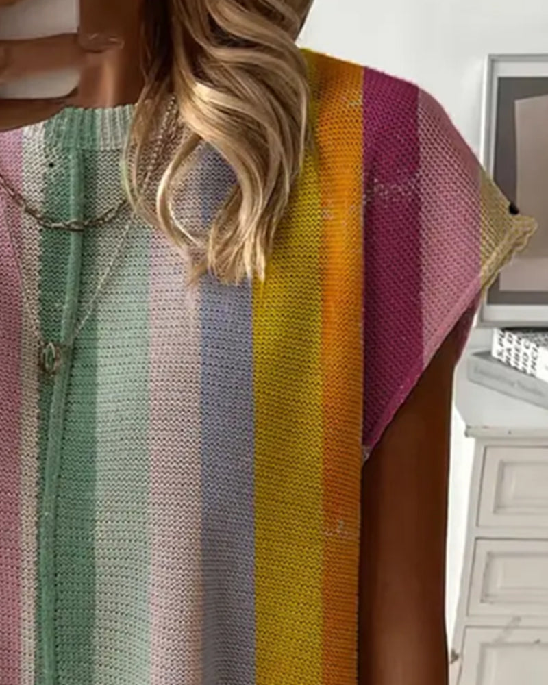 Maglione A Pois A Righe Arcobaleno