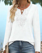 Elegante Top Scollo a V a Maniche Lunghe da Donna