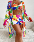 Costume da Bagno Colorato Tre Pezzi