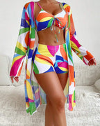 Costume da Bagno Colorato Tre Pezzi